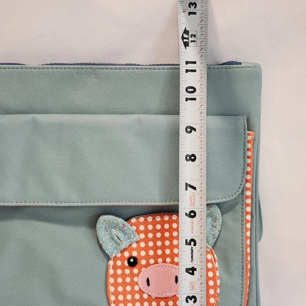 SugarBooger Fresh & Messy Organizer Blue Canvas Pig Bag Orange Polka Dot‎